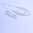 Cute Female White Crystal Wedding Jewelry Set Charm Silver Color Dangle Earrings For Women Trendy Bridal Zircon Chain Necklace