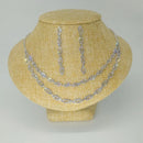 Cute Female White Crystal Wedding Jewelry Set Charm Silver Color Dangle Earrings For Women Trendy Bridal Zircon Chain Necklace