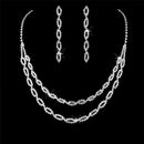 Cute Female White Crystal Wedding Jewelry Set Charm Silver Color Dangle Earrings For Women Trendy Bridal Zircon Chain Necklace