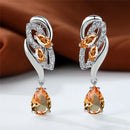 Luxury Female Green Stone Silver Color Clip Earrings For Women Charm Crystal Zircon Wedding Jewelry