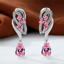 Luxury Female Green Stone Silver Color Clip Earrings For Women Charm Crystal Zircon Wedding Jewelry