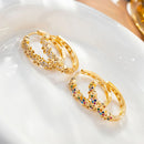 Statement Female Rainbow Flower Zircon Stone Hoop Earrings Luxury Glod Color Wedding Jewelry For Women