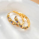 Statement Female Rainbow Flower Zircon Stone Hoop Earrings Luxury Glod Color Wedding Jewelry For Women