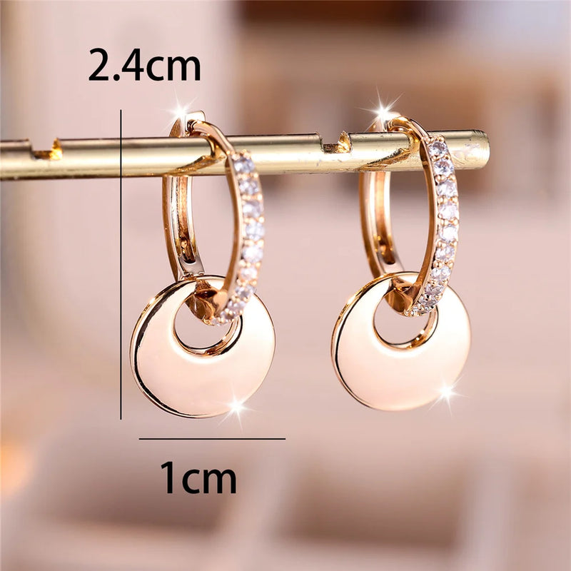 Charm Female White Crystal Zircon Stone Hoop Earrings Gold Color Simple Wedding Jewelry For Women