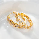 Statement Female Rainbow Flower Zircon Stone Hoop Earrings Luxury Glod Color Wedding Jewelry For Women