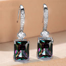 Charm Female Water Blue Crystal Stone Drop Earrings Silver Color Cute Trendy Bridal Wedding Jewelry For Women