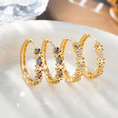 Statement Female Rainbow Flower Zircon Stone Hoop Earrings Luxury Glod Color Wedding Jewelry For Women