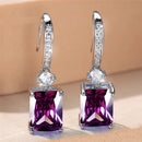 Charm Female Water Blue Crystal Stone Drop Earrings Silver Color Cute Trendy Bridal Wedding Jewelry For Women