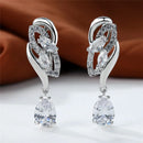 Luxury Female Green Stone Silver Color Clip Earrings For Women Charm Crystal Zircon Wedding Jewelry